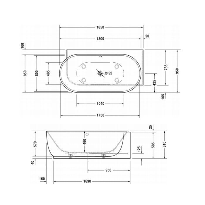 Ванна пристенная Duravit Luv 700432000000000 185x95