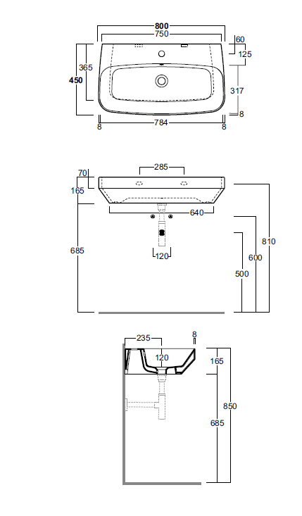 Раковина подвесная Simas Baden Baden BB12bi*1 80х45
