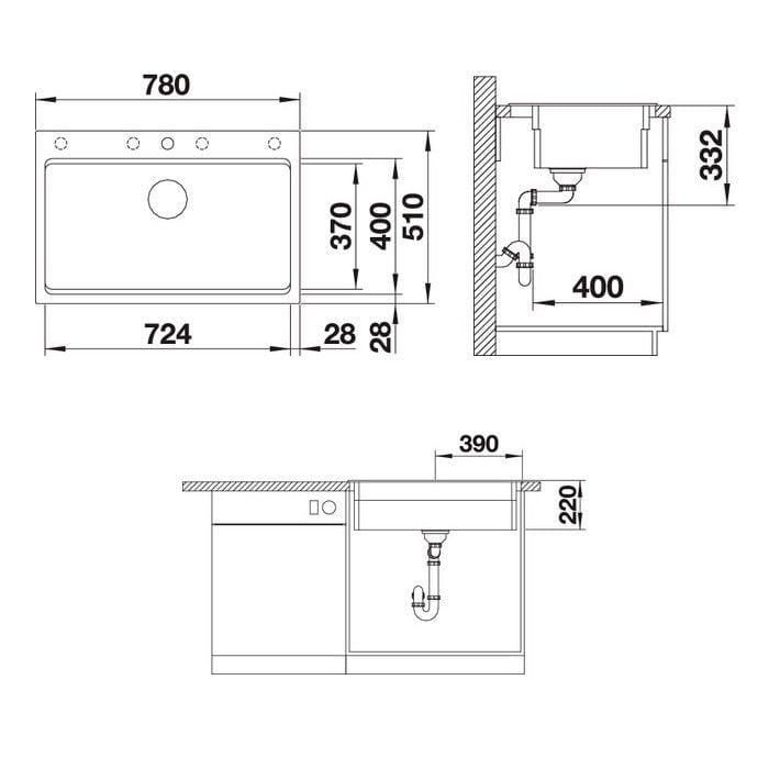 Мойка кухонная Blanco Etagon 8 Алюметаллик 525189 78х51
