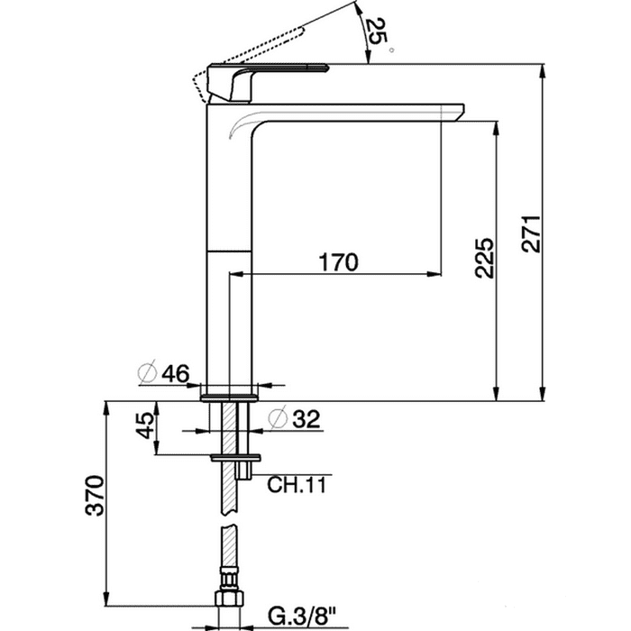 Смеситель для раковины Cisal Linea Viva LV00354021