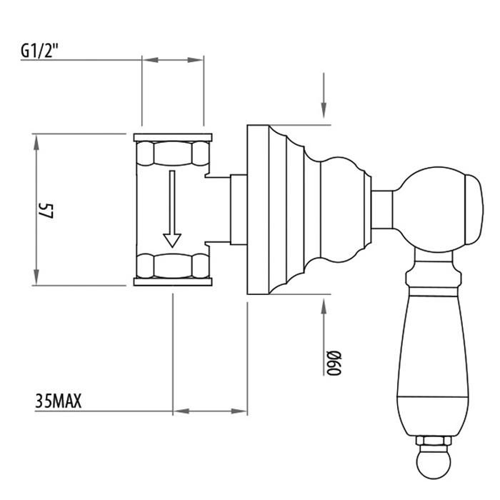 Запорный вентиль Gattoni Vivaldi Lever 1305513C0 cr