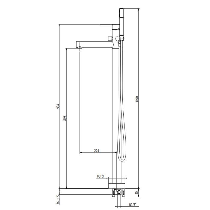 Смеситель для ванны Gattoni Circle One 9008/90C0 cr