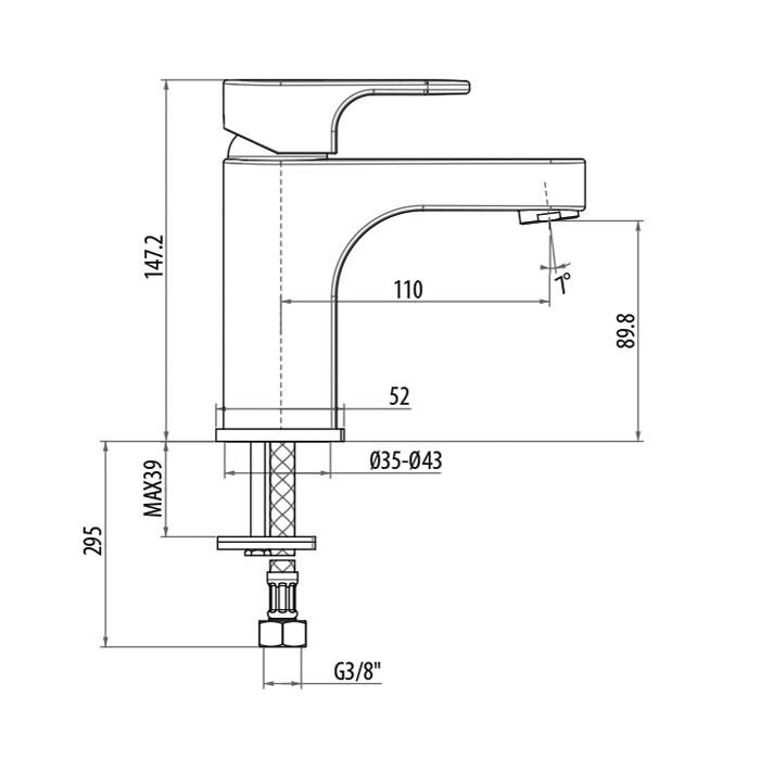 Смеситель для раковины Gattoni H2Omix1000 1042/10С0cr