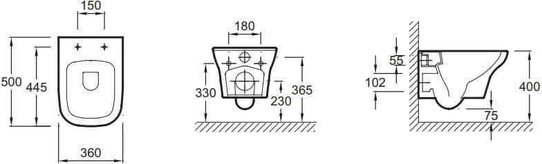 Унитаз подвесной Jacob Delafon Vox EDM102-00 50x36