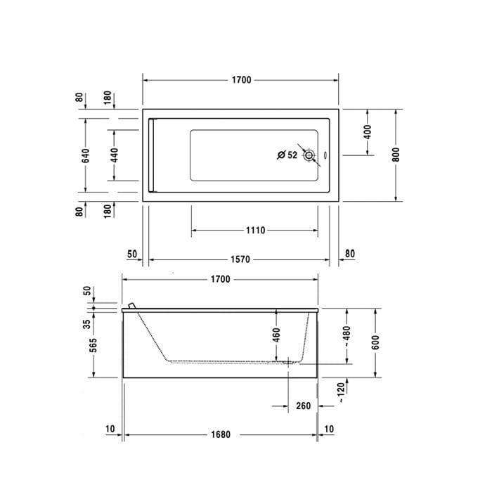 Ванна встраиваемая Duravit Starck 700336000000000 170x80