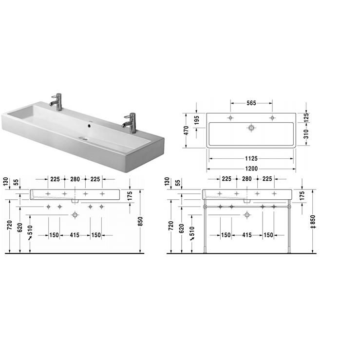 Раковина подвесная Duravit Vero 0454120043 120x47