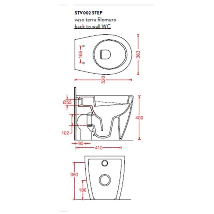 Унитаз приставной Artceram Step STV002 01 00 bi 51x36