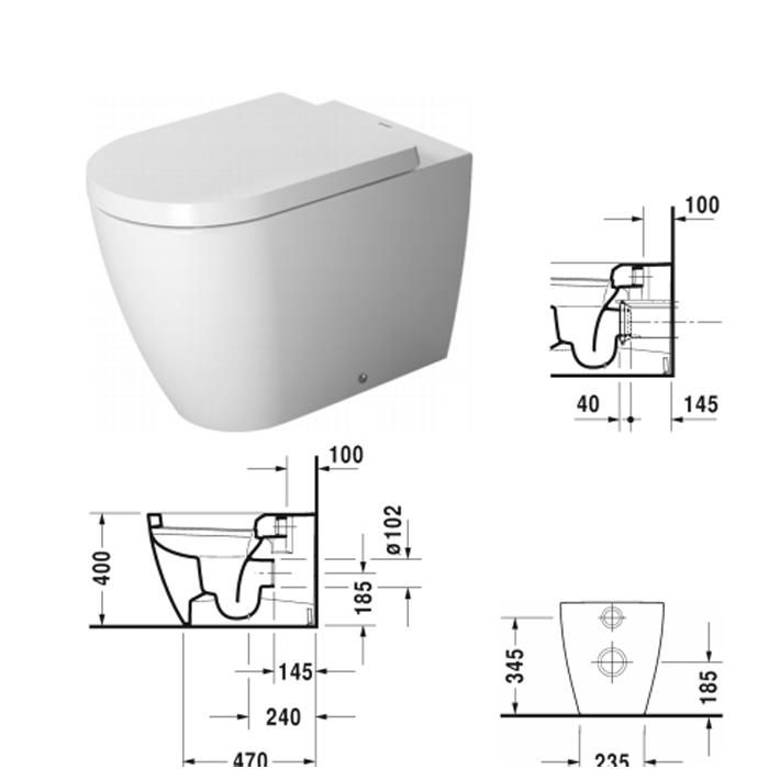 Унитаз напольный Duravit ME by Starck 2169090000 60x37