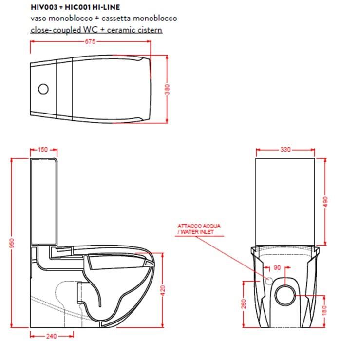 Унитаз приставной Artceram HI-Line HIV003 01 00 bi 68х38