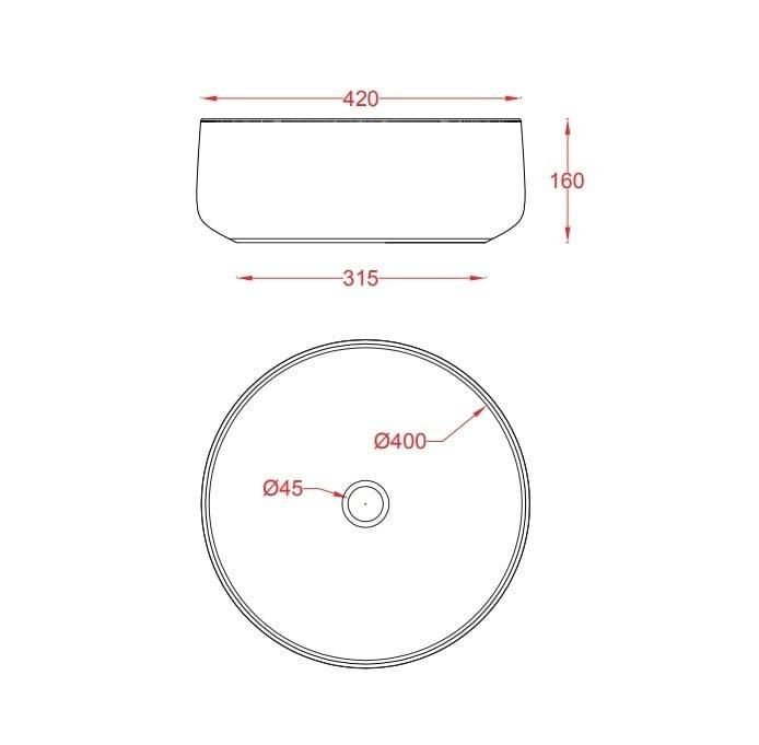 Раковина накладная Artceram Cognac COL001 01 00 bi 42х16