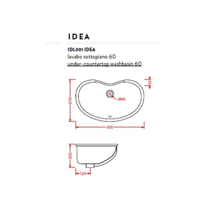 Раковина встраиваемая Artceram Washbasins Idea IDL001 01 00 bi*0 60х37