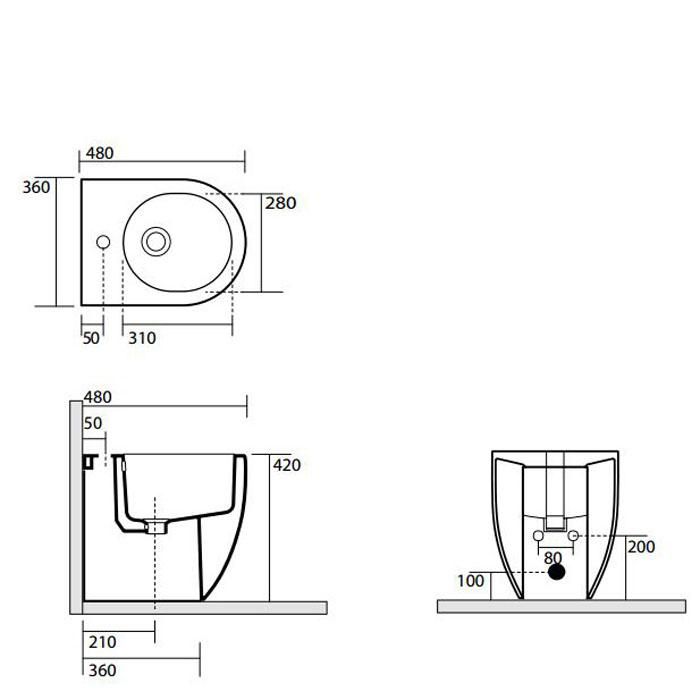 Биде напольное Kerasan Flo 312101*1 48х36