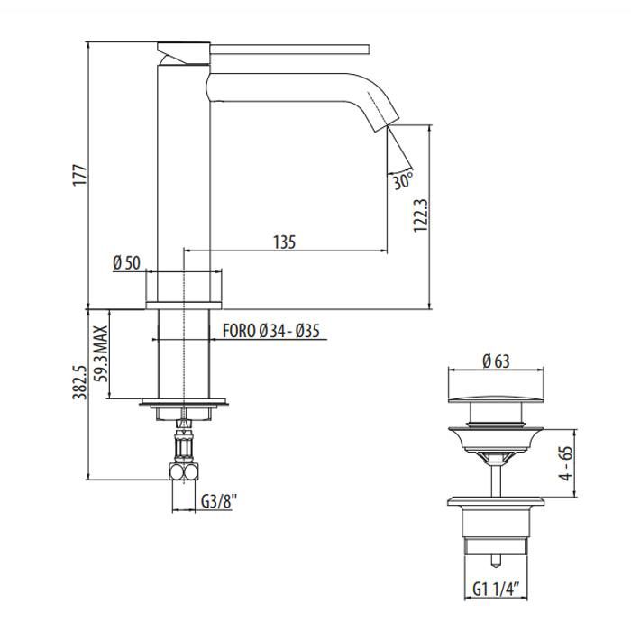 Смеситель для раковины Gattoni Circle Two Nero Opaco 9144/91NO