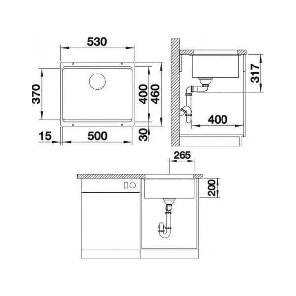 Мойка кухонная Blanco Etagon 500-U Алюметаллик 522229 53х46