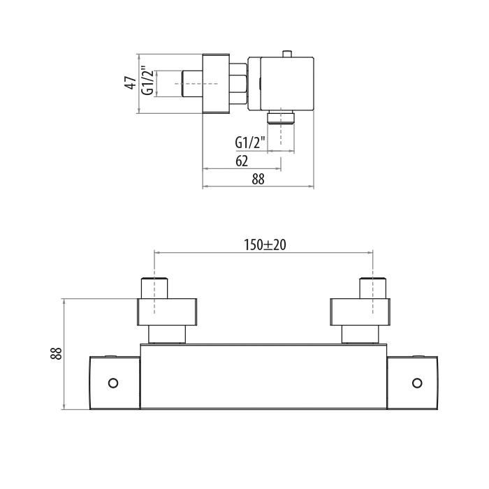 Смеситель для душа Gattoni Termostatici TSQU50000C0cr