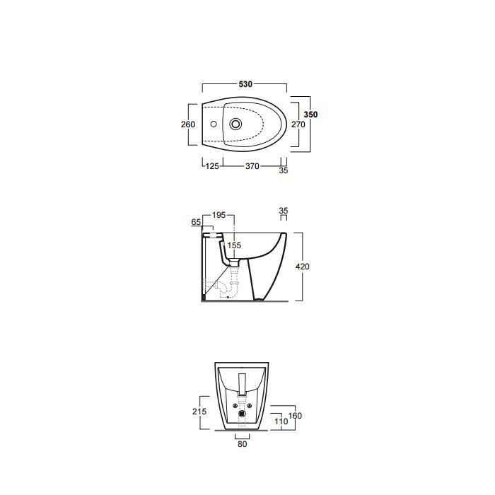 Биде напольное Simas Lft Spazio LFT21 bi*1 53х34
