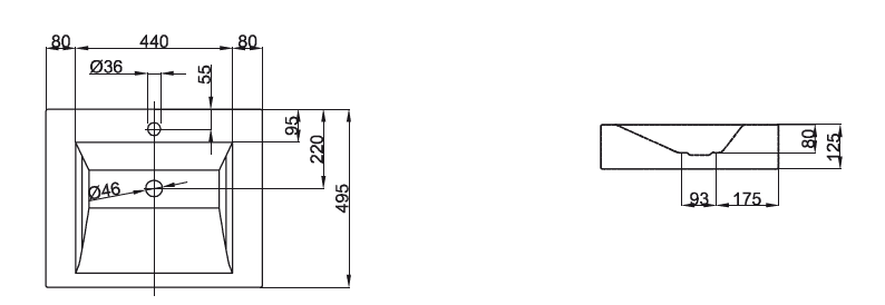 Раковина подвесная Bette Aqua A056 HLW1 PW 60х49,5