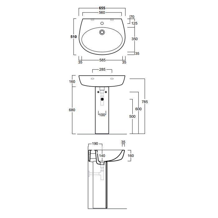 Раковина подвесная/накладная Simas Lft Spazio LFT05bi*1 65.5х51