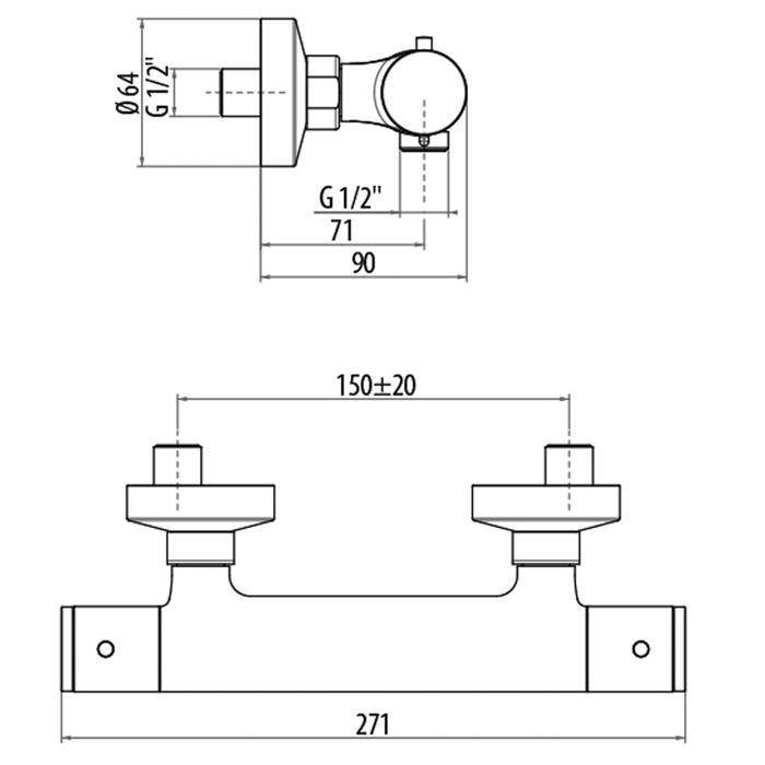Смеситель для душа Gattoni Termostatici TS22522C0
