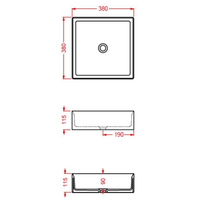 Раковина накладная Artceram Scalino SCL001 03 00 nero 38x38