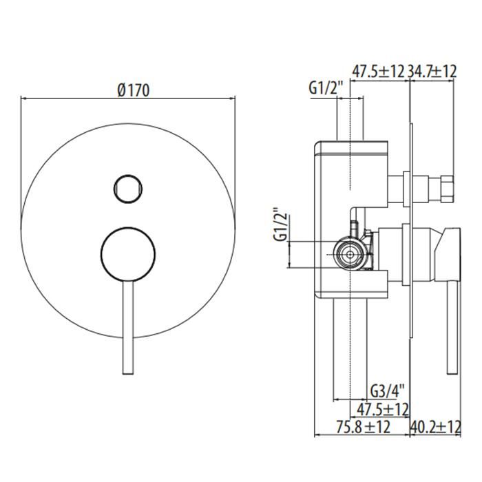 Смеситель для душа Gattoni Circle Two 9134/91C0