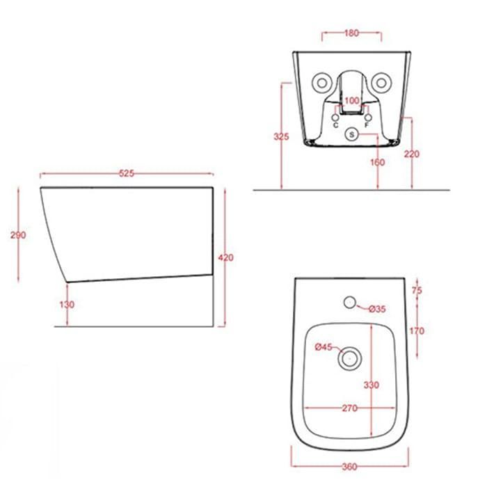 Биде подвесное Artceram A16 ASB001 01 00 bi*1 52х36