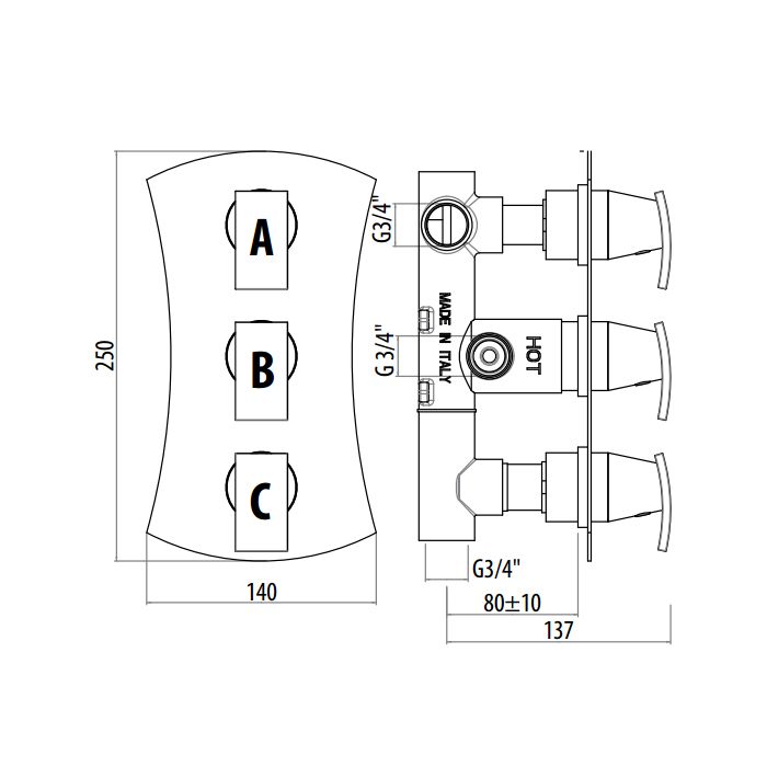 Смеситель для душа Gattoni Termostatici TS994/41C0cr