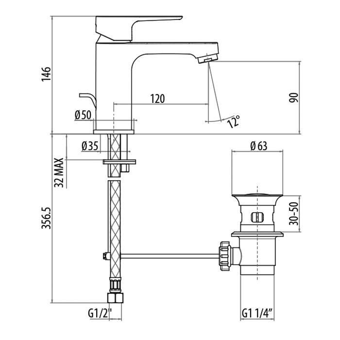 Смеситель для раковины Gattoni H2Omix3000 3045/30C0cr