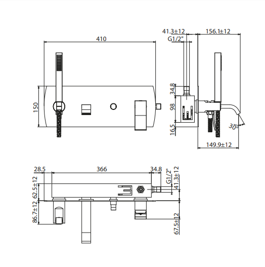 Смеситель для ванны Gattoni Ely 8805/88C0 cr