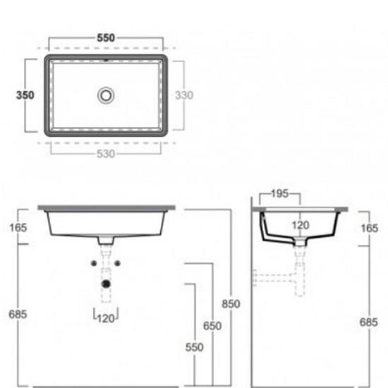 Раковина встраиваемая Simas Top e lavabi d'Arredo S60 bi 55х35