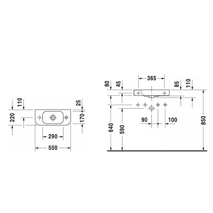 Раковина подвесная Duravit Happy D.2 0711500008 50x22