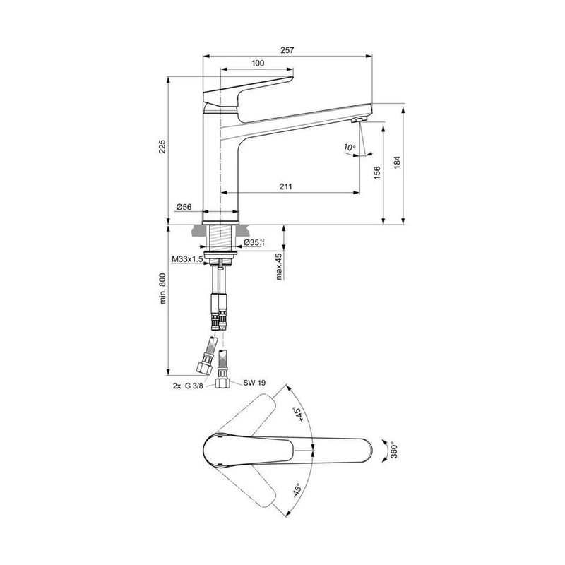 Смеситель для кухонной мойки Ideal Standard Ceraplan III B0954AA