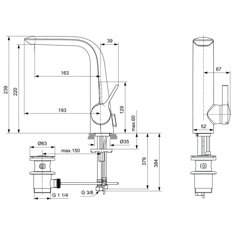Смеситель для раковины Ideal Standard Melange A6041AA