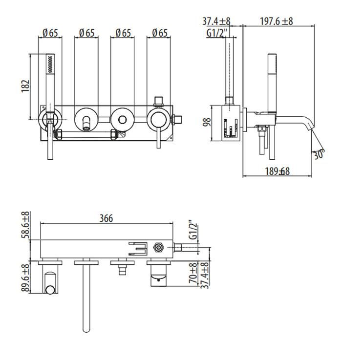 Смеситель для ванны Gattoni Circle Two 9105/91C0