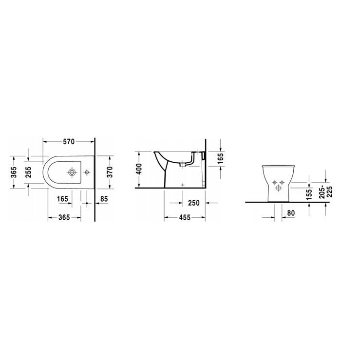 Биде напольное Duravit Darling New 2250100000 57x37