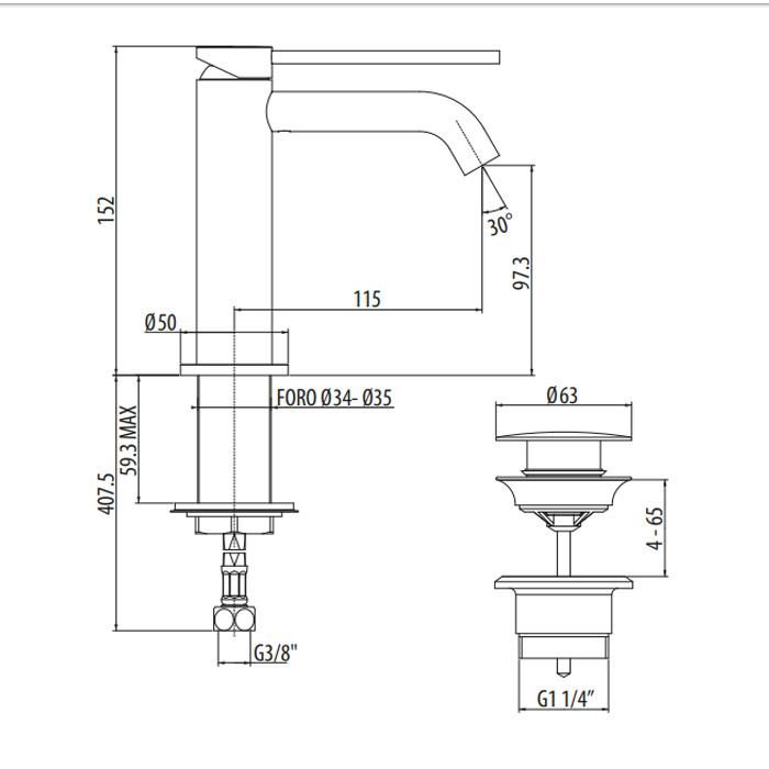 Смеситель для раковины Gattoni Circle Two Nero Opaco 9142/91NO