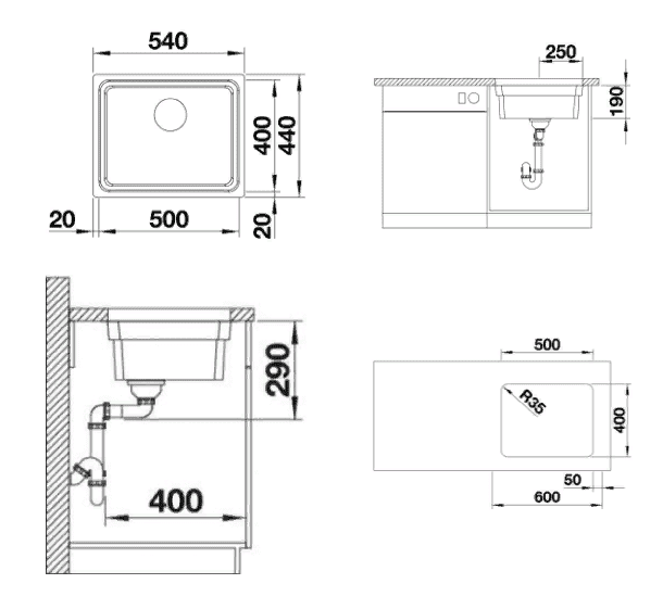 Мойка кухонная Blanco Etagon 500-U 521841 50х40