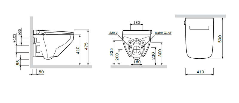 Унитаз подвесной с электронным биде TouchReel AM.PM Inspire V2.0 TouchReel CCC50A1700SC 59x41