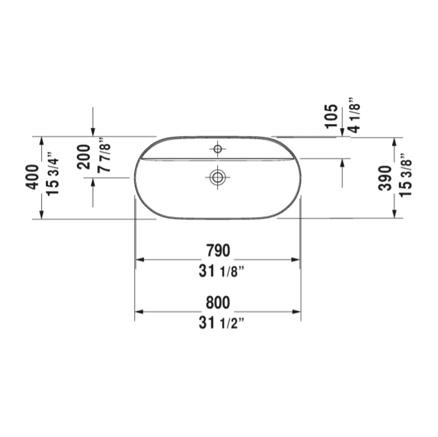 Раковина накладная Duravit Luv 0380800000 80 см