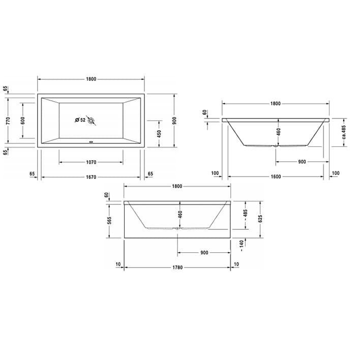 Ванна встраиваемая Duravit Starck 700052000000000 180x90