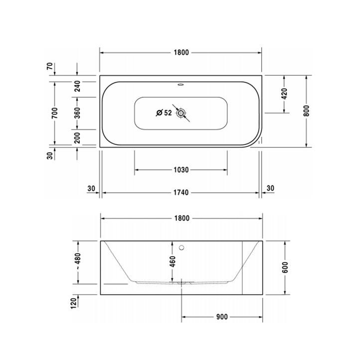 Ванна пристенная Duravit Happy D2 700316000000000 180x80