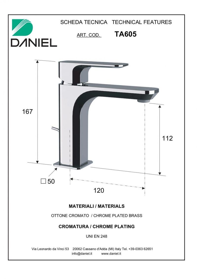 Смеситель для раковины цвет черный матовый Daniel Tiara TA605-15