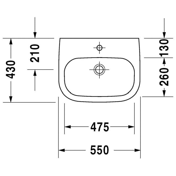 Раковина медицинская подвесная Duravit D-Code 23115500002 55x43
