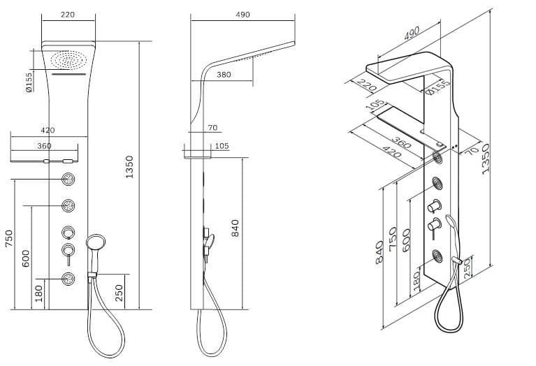 Душевая панель AM.PM Joy W85P-2-136AW