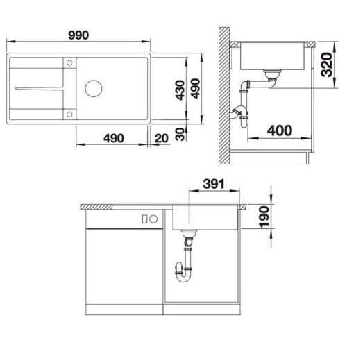 Мойка кухонная Blanco Metra XL 6S-F Аллюметаллик 519151 99x49