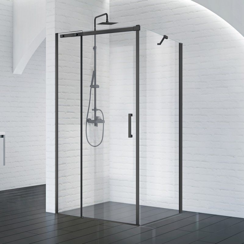 Душевой уголок BelBagno Acqua ACQUA-AH-1-130/90-C-NERO 130x90