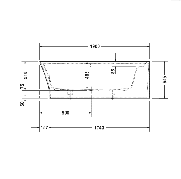 Ванна пристенная Duravit Cape Cod 700362000000000 190x90