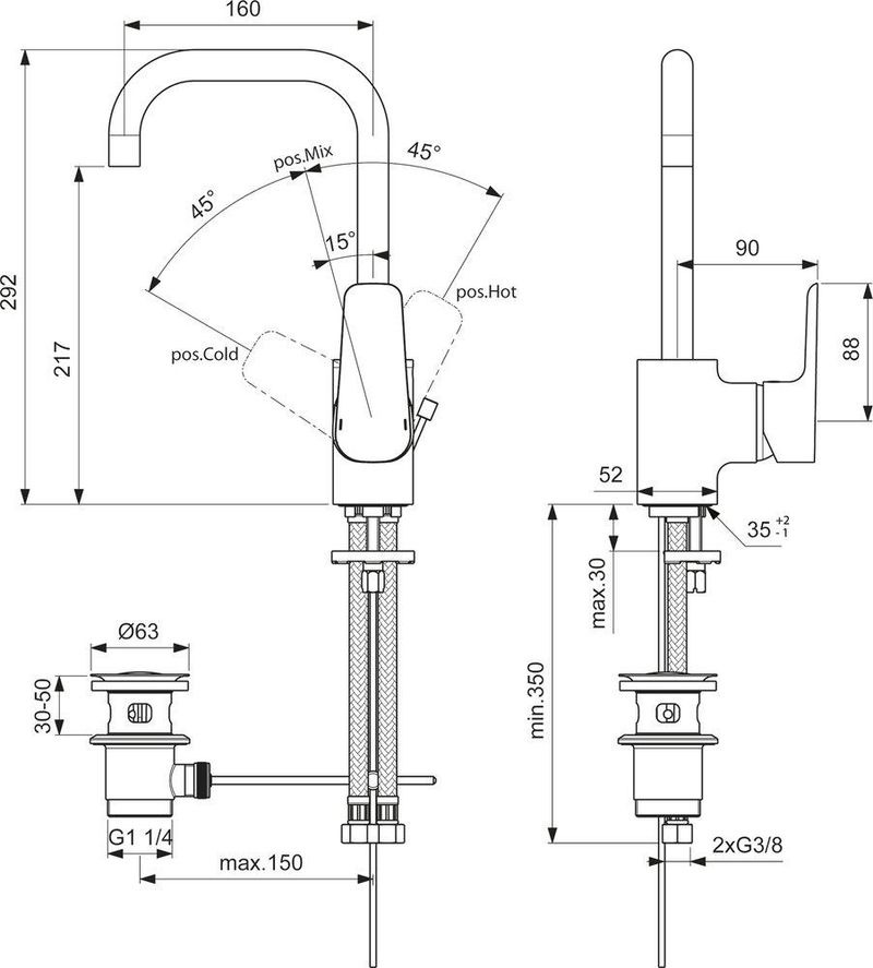 Смеситель для раковины Ideal Standard Ceraplan III B0706AA