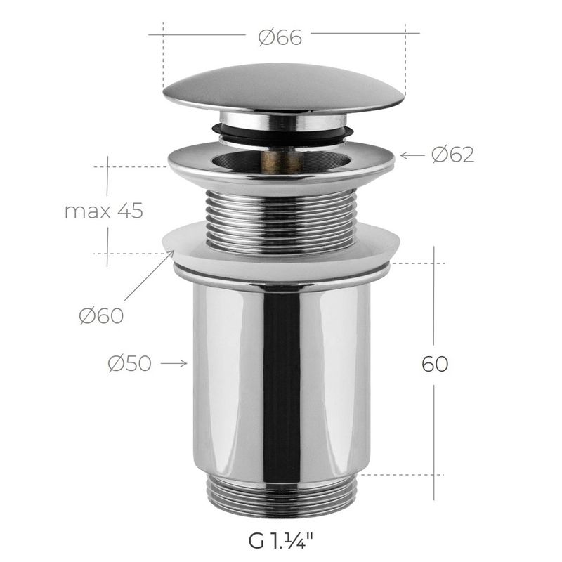 Донный клапан Remer 904CC114 (хром), без перелива