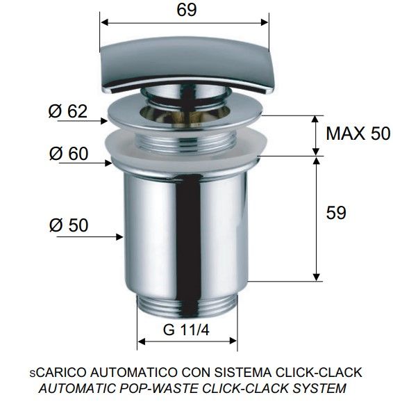 Автоматический донный клапан Remer 904SCC114 (хром)